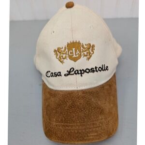 Casa Lapostolle Baseball Cap Mens One Size Embroidered Logo Tan Suede Bill Hat